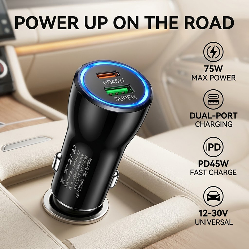 Usb C Power Adapter - Dual Port 45W USB C Car