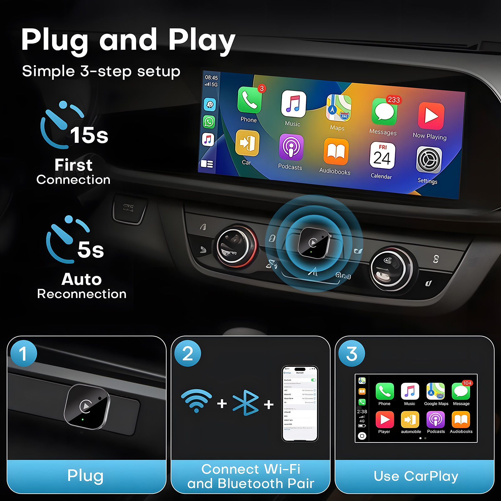 USB C Wireless CarPlay & Andro - Usb C Power Adapter review and price
